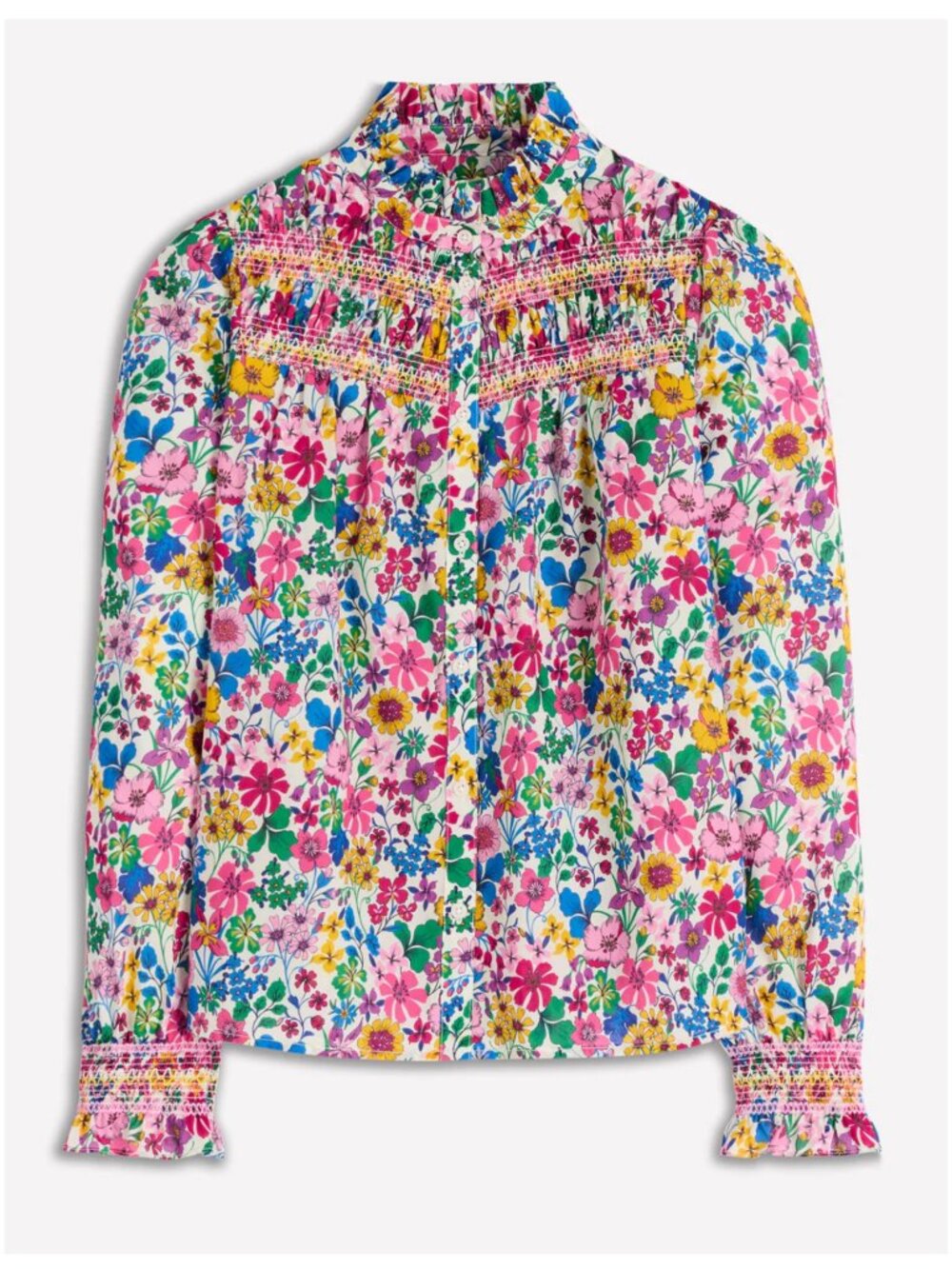 NWT Boden Esme Smocked Detail Frill Top floral blouse size US 8 UK 12 M garden - Picture 5 of 9